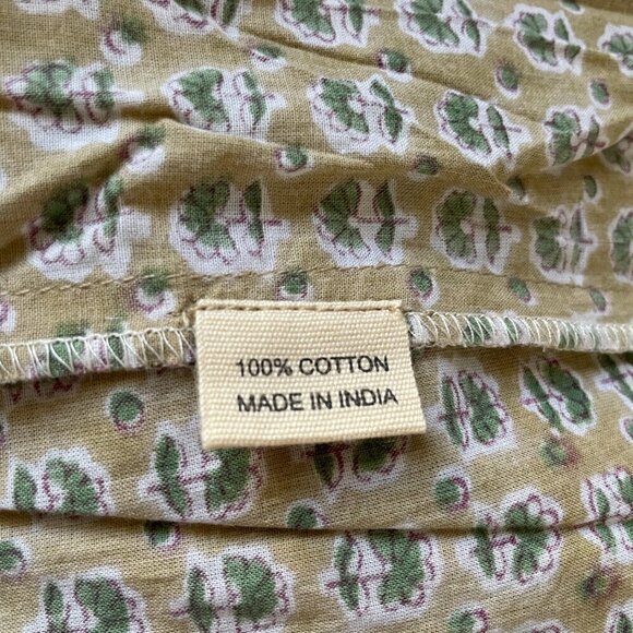 India Amory Shirt Dress Size 3 Floral Block Print Green Tan - Picture 8 of 9